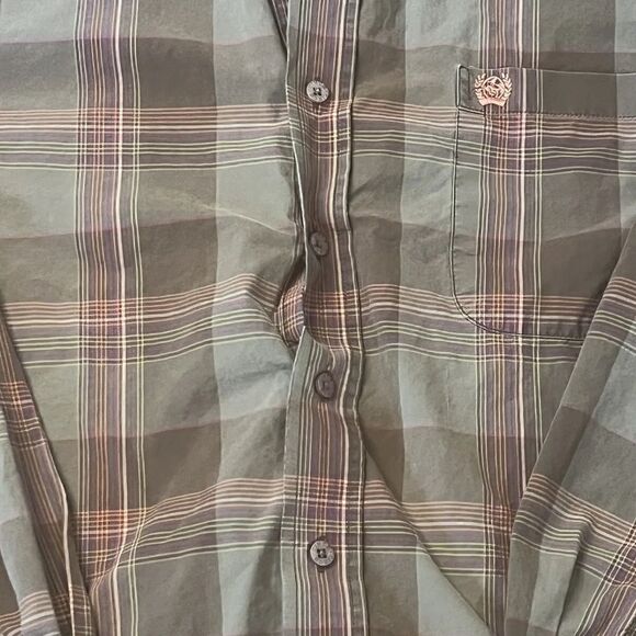 Cinch Plaid Shirt Button Down Mens Brown Medium Western Long Sleeve Cowboy - Picture 2 of 8